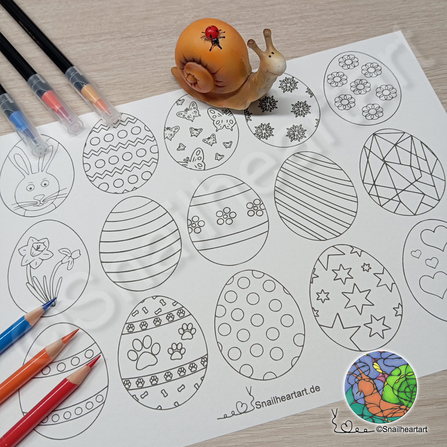 Dekorative Ostereier – zum Ausdrucken und Ausmalen