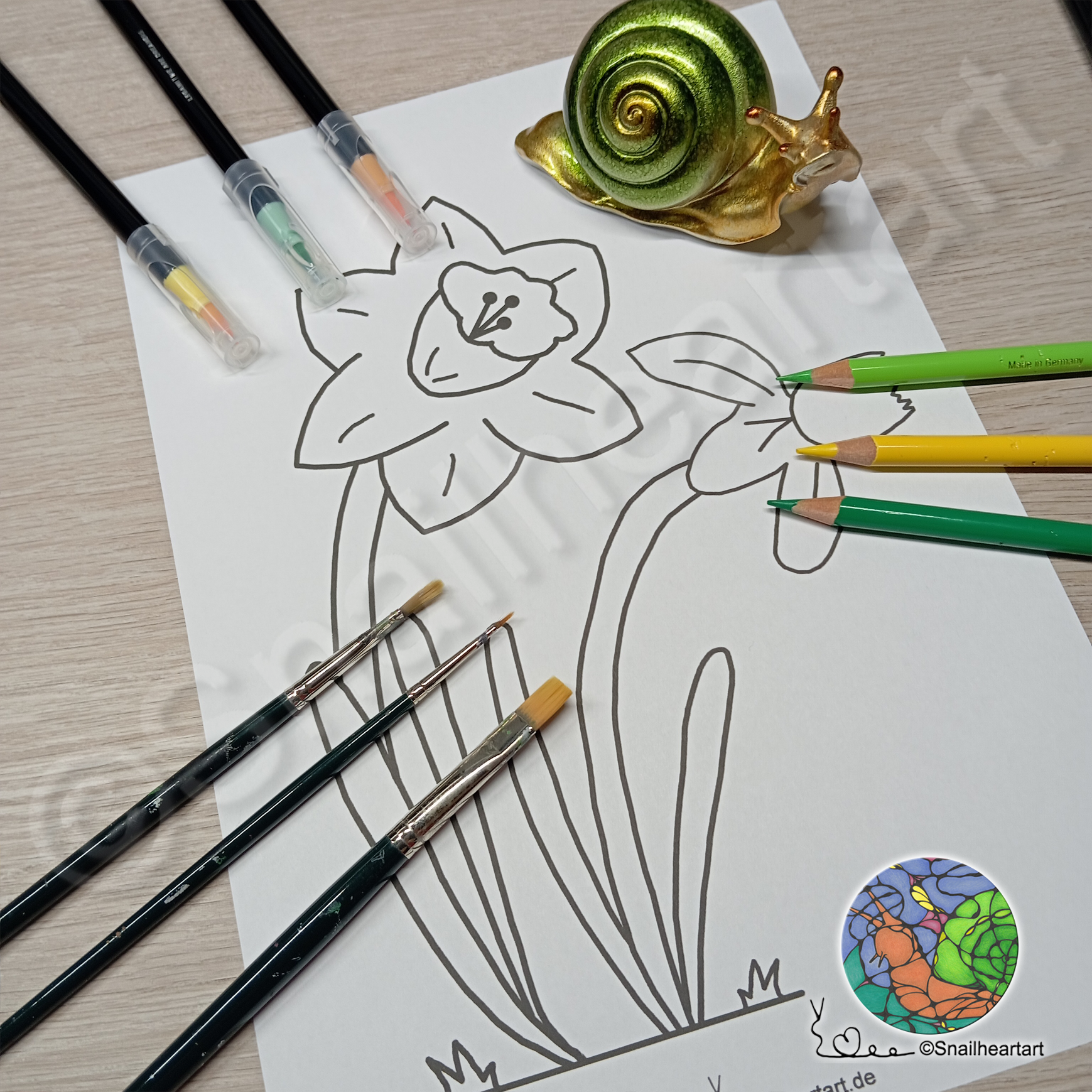 Osterglocken – frühlingshafte Malvorlage zum Ausdrucken