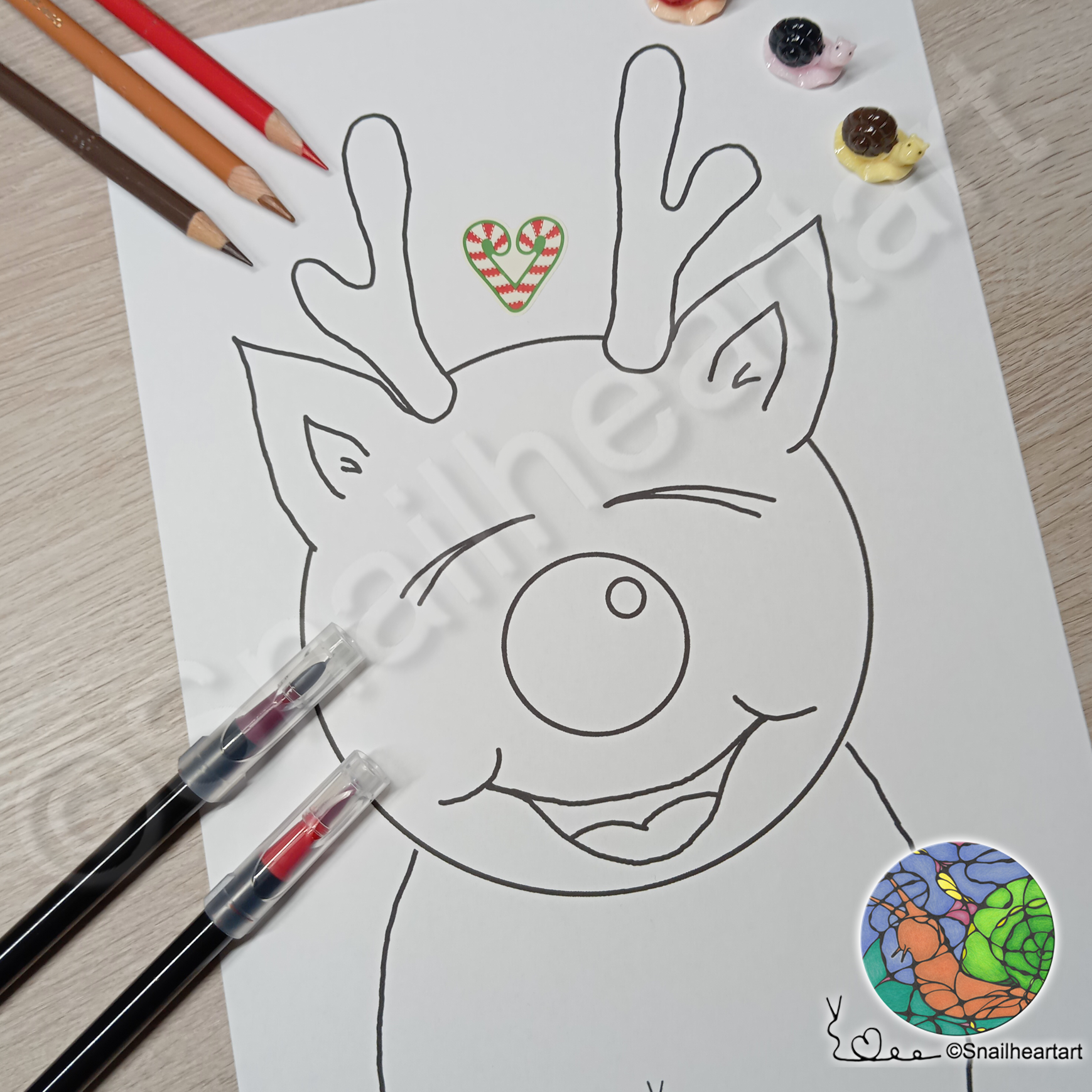 Rentier Rudolf – Malvorlage zum Ausmalen