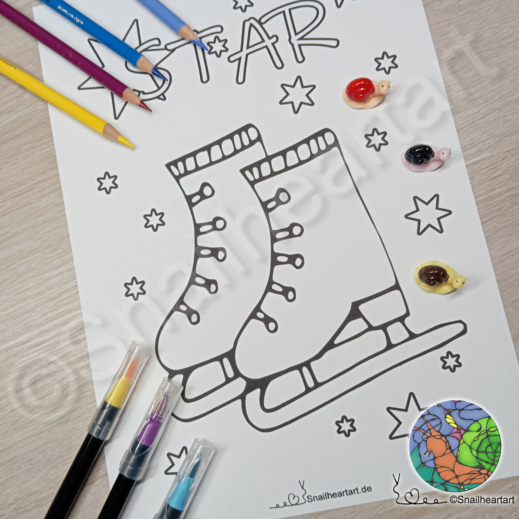 Schlittschuhe Star – Malvorlage zum Ausmalen