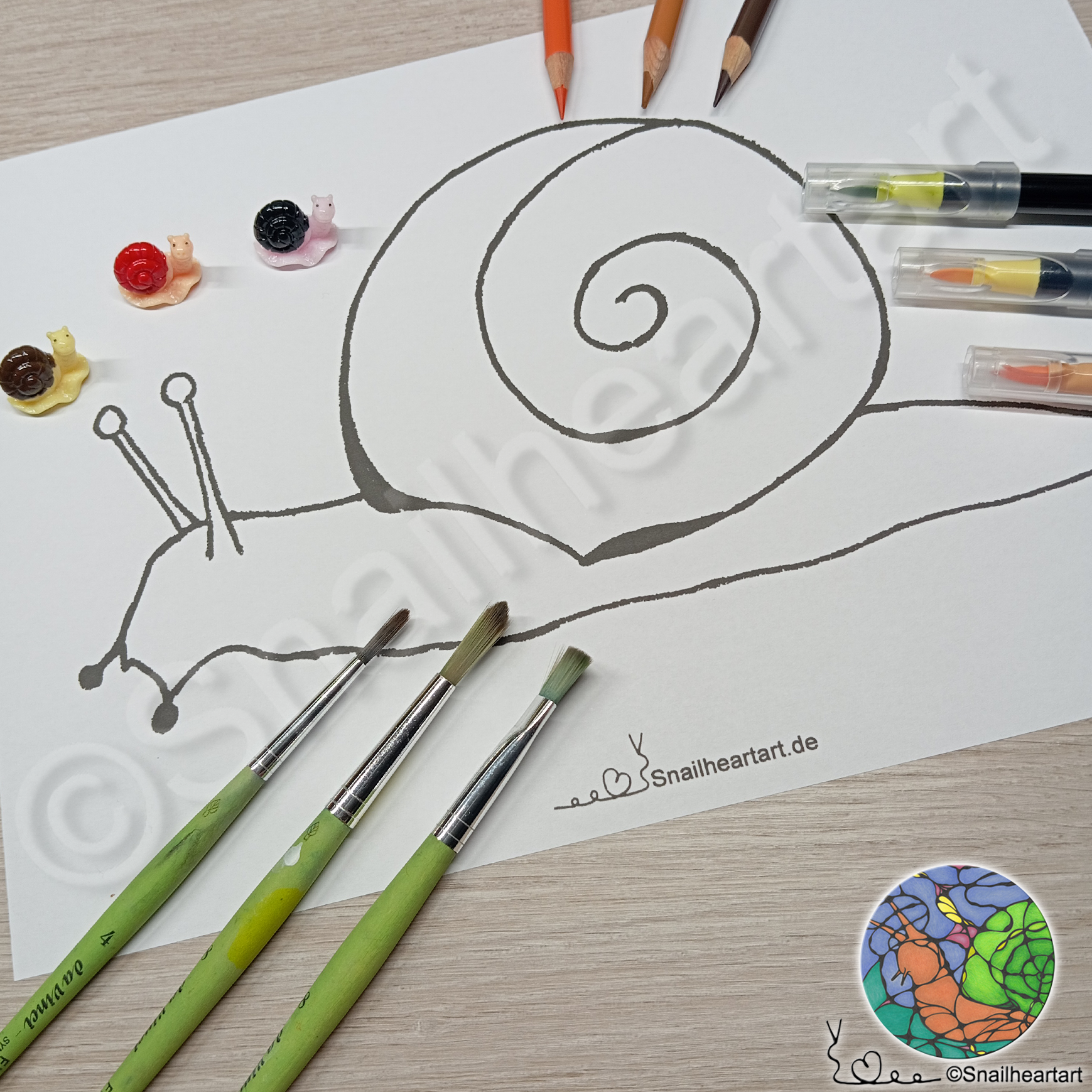 Schnecke – Malvorlage zum Ausmalen