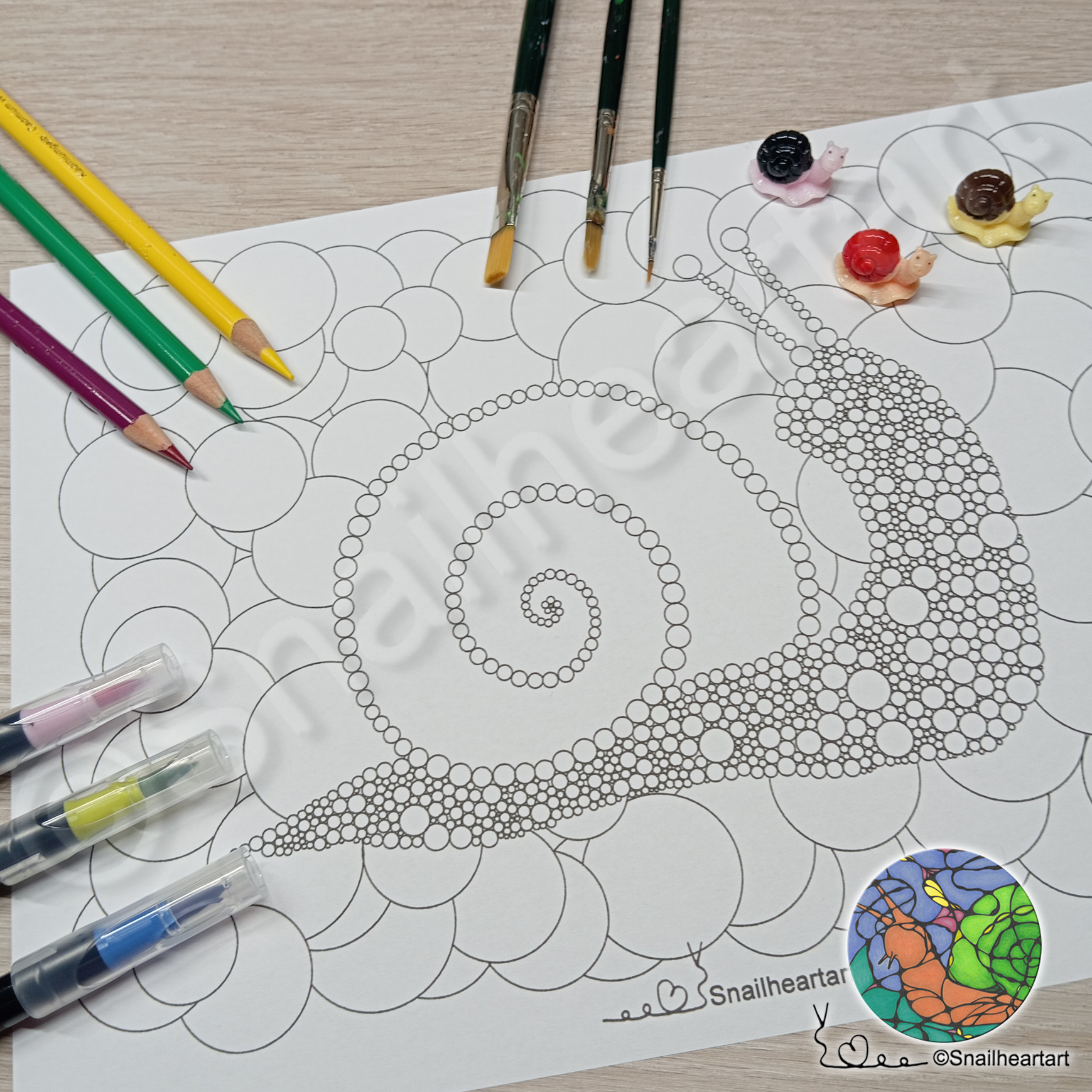 Schnecke aus Kreisen – Malvorlage zum Ausmalen