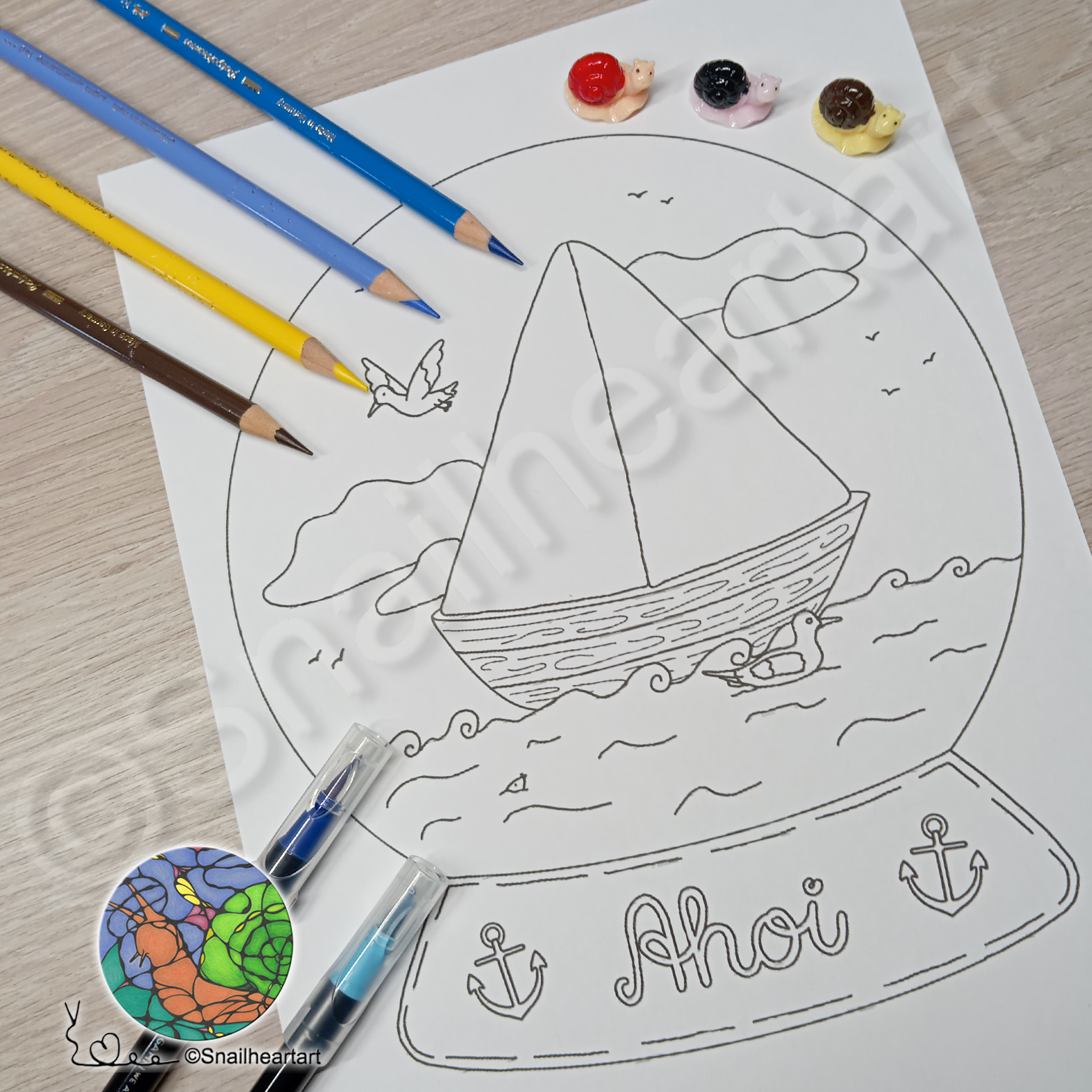 Schneekugel Ahoi – Malvorlage zum Ausmalen