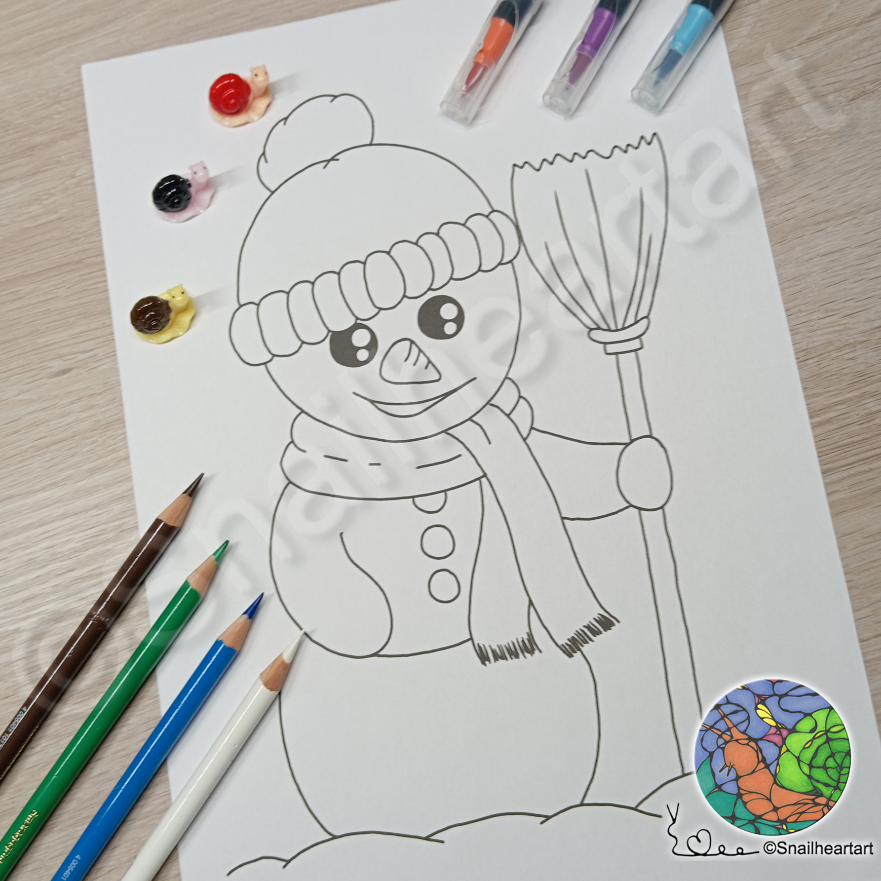 Schneemann – Malvorlage zum Ausmalen
