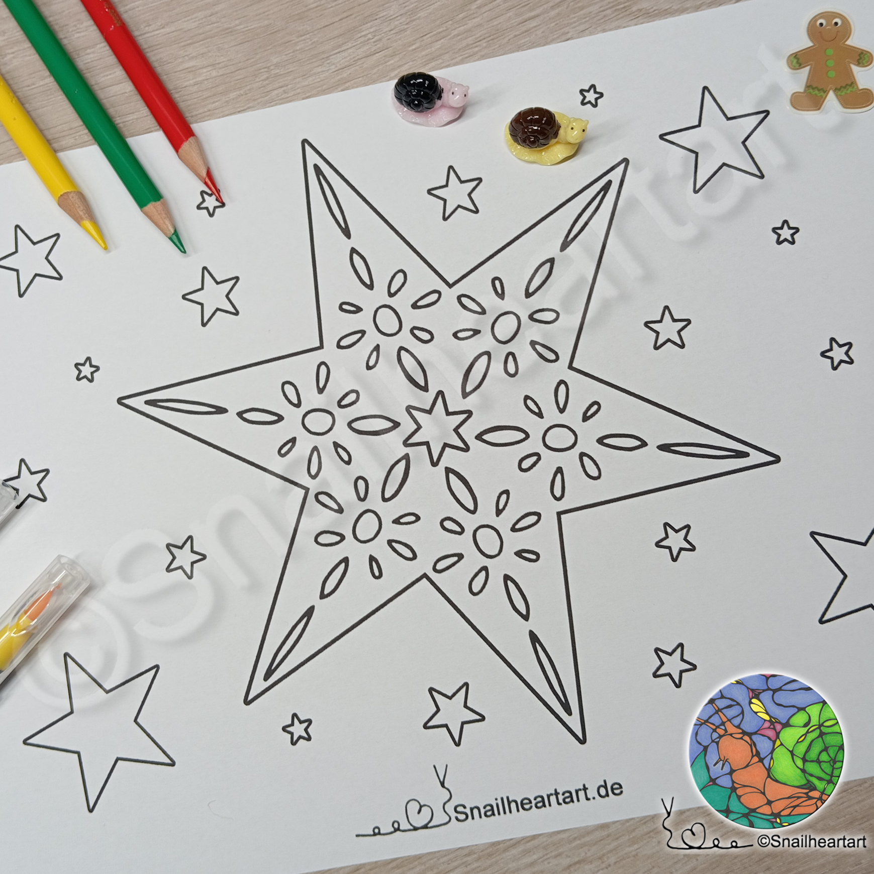 Stern mit einfachem Muster – Malvorlage zum Ausmalen