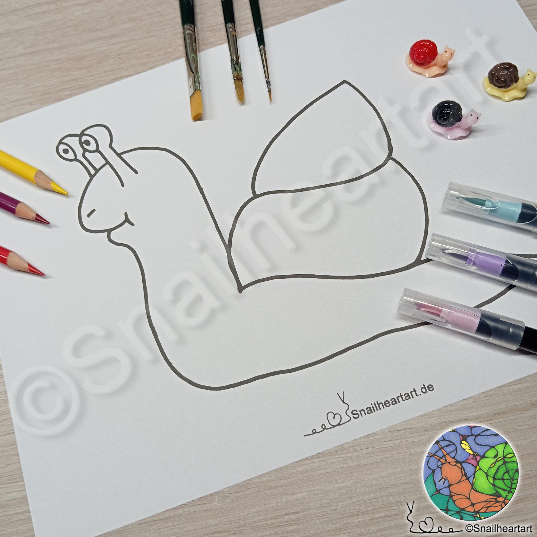 Süße Schnecke – Malvorlage zum Ausmalen