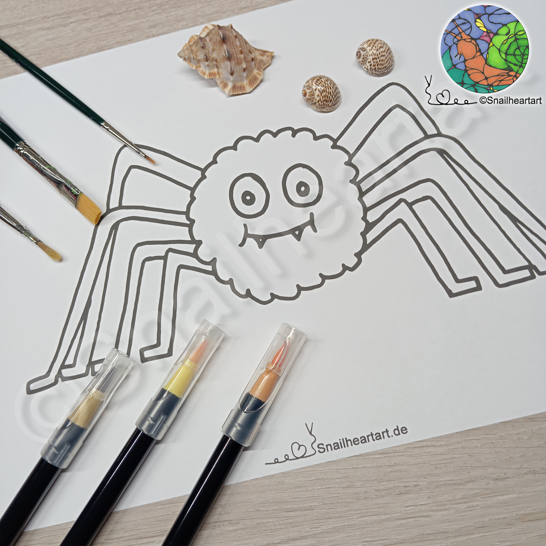 Süße Spinne – Malvorlage zum Ausmalen