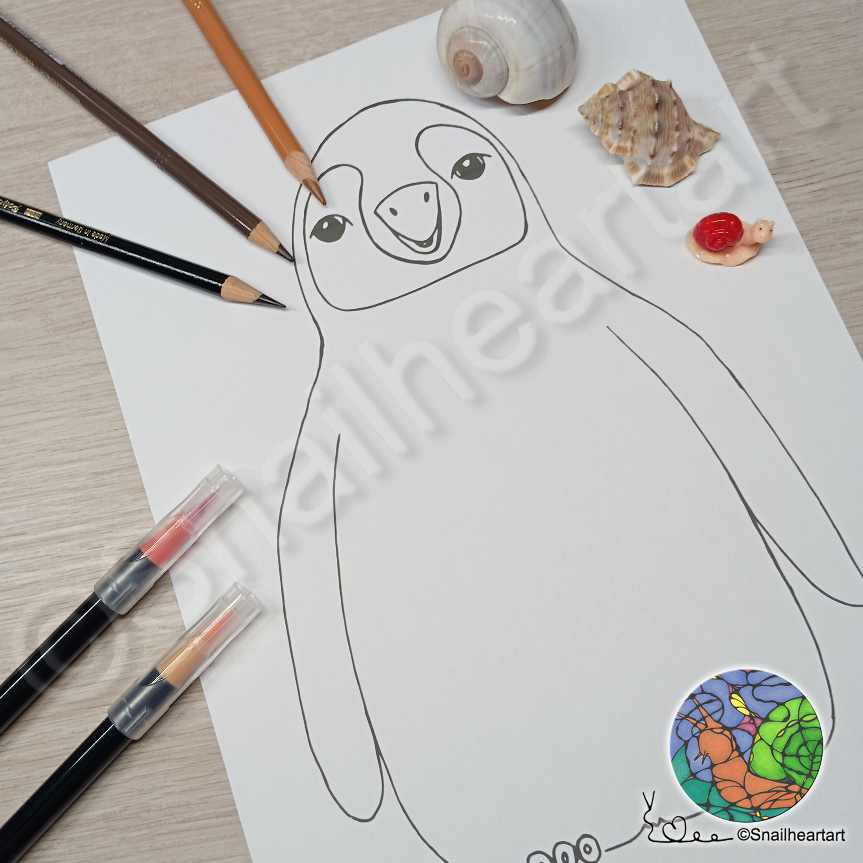 Süßer Pinguin – Malvorlage zum Ausmalen