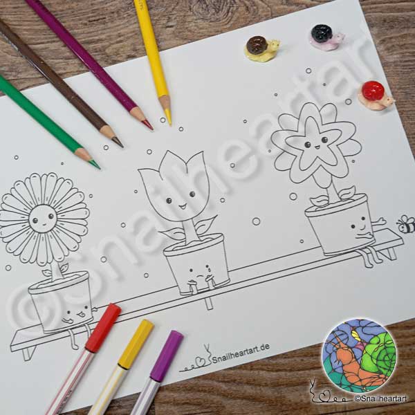 Niedliche Blumentöpfe zum Ausmalen – für kreative Auszeiten!