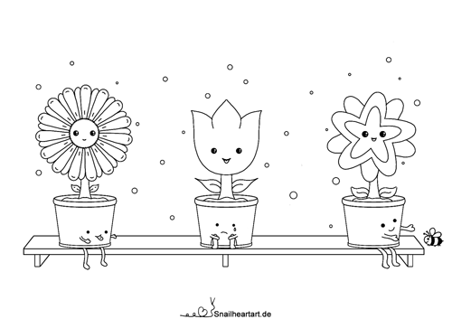 Niedliche Blumentöpfe zum Ausmalen