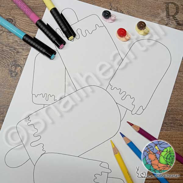 Sommerliche Stieleis – zum Ausmalen und abkühlen