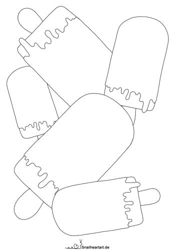 Sommerliche Stieleis zum ausmalen