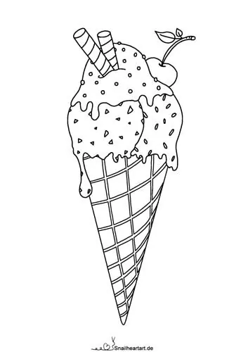 Eistüte mit Kirsche Malvorlage zum ausdrucken