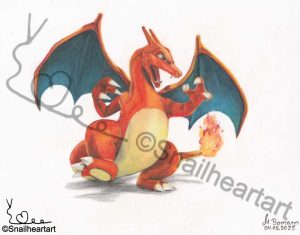 Glurak Buntstiftzeichnung Februar 25