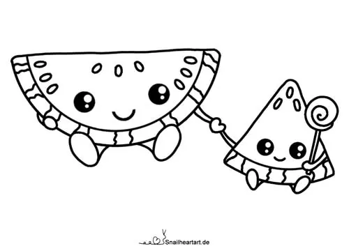 Kleine Melonenfreunde zum ausmalen