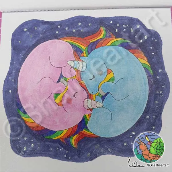 Schlafende Einhörner ausmalen