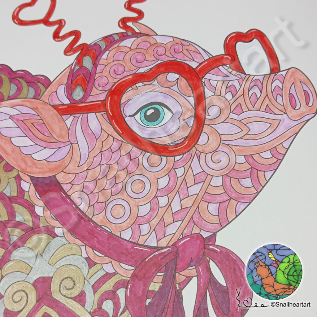 Schweinchen ausmalen mit Brushpens