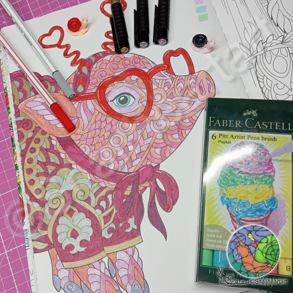 Schweinchen ausmalen mit Pitt Artist Brushpens