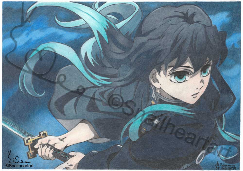 Muichiro Tokito von Demon Slayer gezeichnet mit den Polychromos Buntstiften September 24