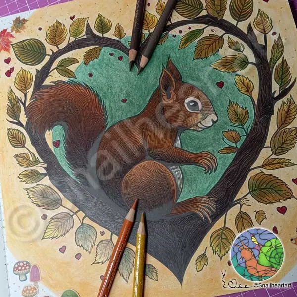 Herbstliches Eichhörnchen – ausgemalt mit Polychromos 🍂