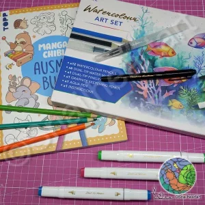 Ich teste das Watercolour Art Set vom Action im Manga Chibi Malbuch