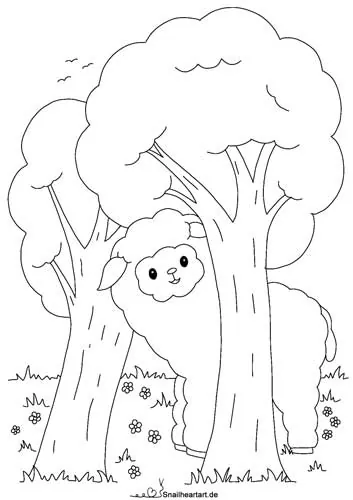 Süßes Schaf zum ausmalen - kostenlose Malvorlage