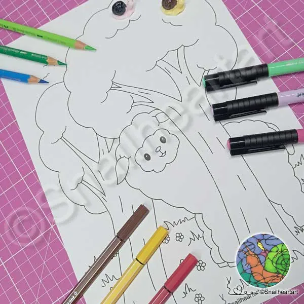 Süßes Schaf zum ausmalen – kostenlose Malvorlage