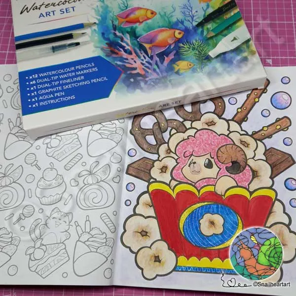 Test Watercolour Art Set vom Action im Manga Chibi Malbuch