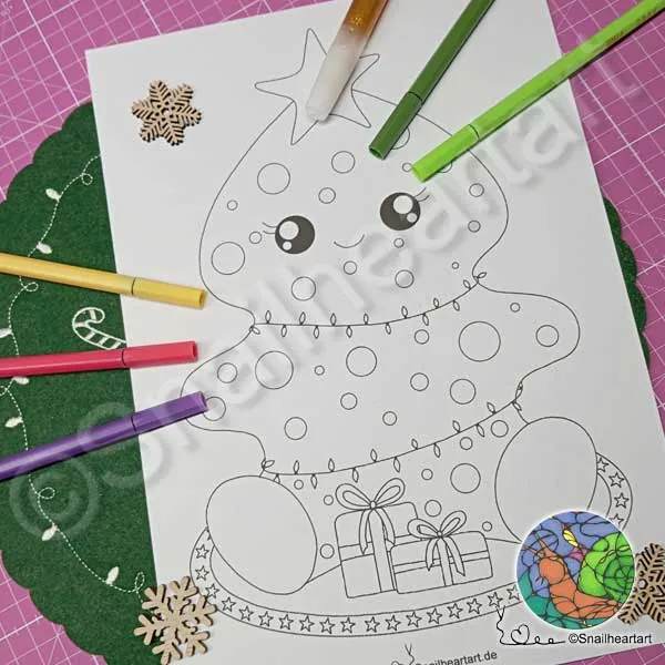 Malvorlage Tannenbaum „Tanni“ – Süßer Weihnachtsbaum zum ausmalen