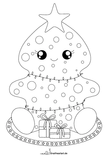 Malvorlage Tannenbaum "Tanni" - Süßer Weihnachtsbaum zum ausmalen