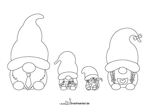Malvorlage Wichtelfamilie